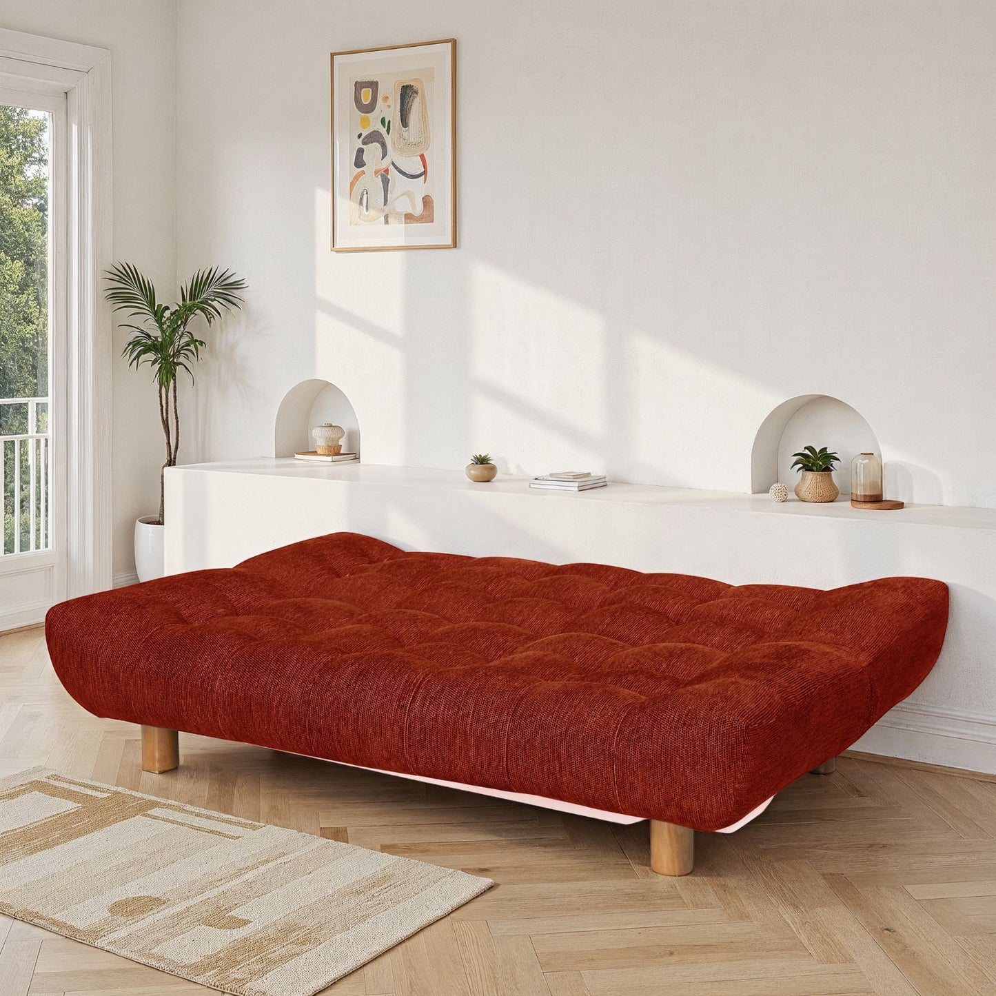 Canapé lit clic-clac convertible en tissu anti tache, 186x103xH89CM - LUCIEN