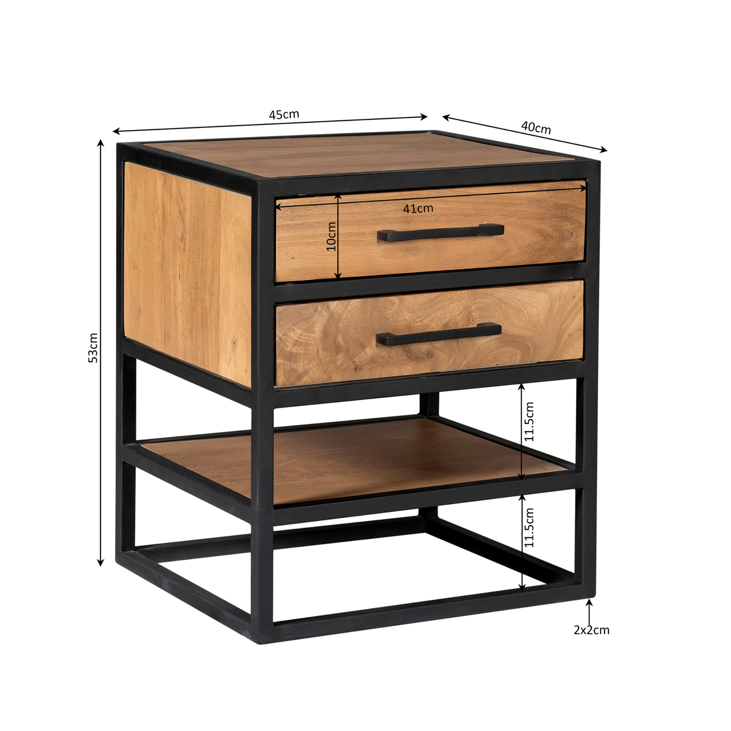 Table de chevet en bois de manguier, 45x40xH53CM - ALEXIA