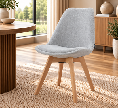 Chaise en tissu pieds en bois massif, 58x49,5x82CM-Alba