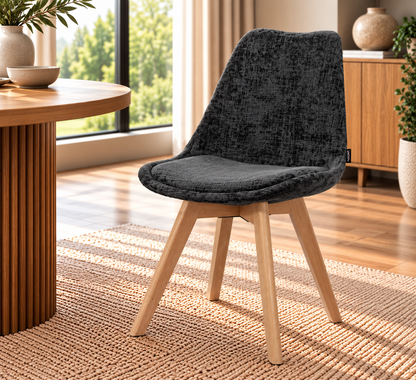 Chaise en tissu pieds en bois massif, 58x49,5x82CM-Alba