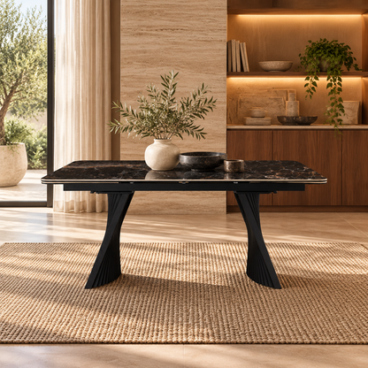 Table à manger extensible avec plateau en céramique, 200-300x100xH76CM - AURELIA