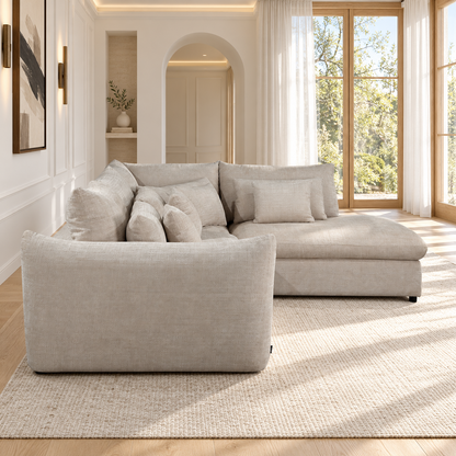 Grand Canapé d'Angle modulable 7 places en tissu 334x240xH87CM - VOLTAIRE