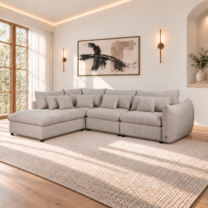 Grand Canapé d'Angle modulable 7 places en tissu 334x240xH87CM - VOLTAIRE