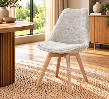 Chaise en tissu pieds en bois massif, 58x49,5x82CM-Alba