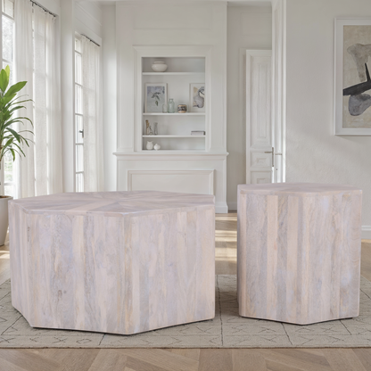 Set de 2 tables basses en bois, D77xH40CM et D48xH45CM - CAVALLI