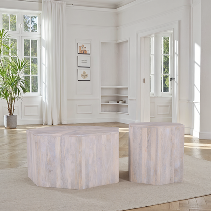 Set de 2 tables basses en bois, D77xH40CM et D48xH45CM - CAVALLI