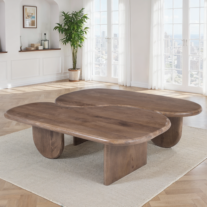 Set de 2 tables basses en bois, 112x70xH35CM et 112x70xH35CM - SOREN