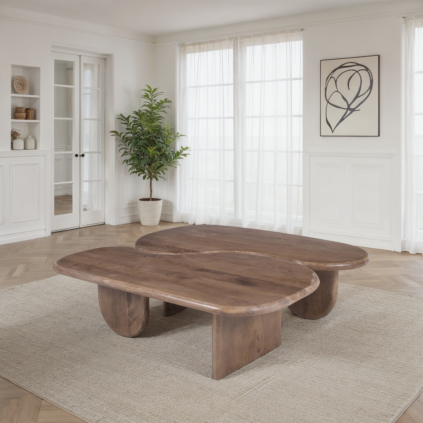 Set de 2 tables basses en bois, 112x70xH35CM et 112x70xH35CM - SOREN