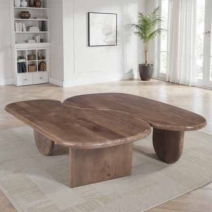 Set de 2 tables basses en bois, 112x70xH35CM et 112x70xH35CM - SOREN