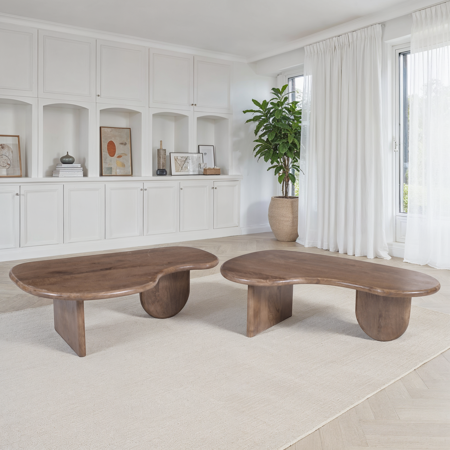 Set de 2 tables basses en bois, 112x70xH35CM et 112x70xH35CM - SOREN
