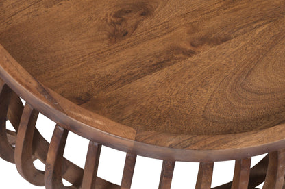 Set de 2 tables basses en bois, D82,55xH40CM et D61xH34,29CM - LAZIO