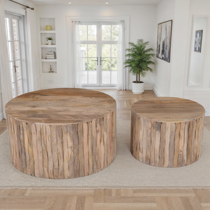 Set de 2 tables basses en bois, D90xH45,5CM et D65xH40CM - AALTO