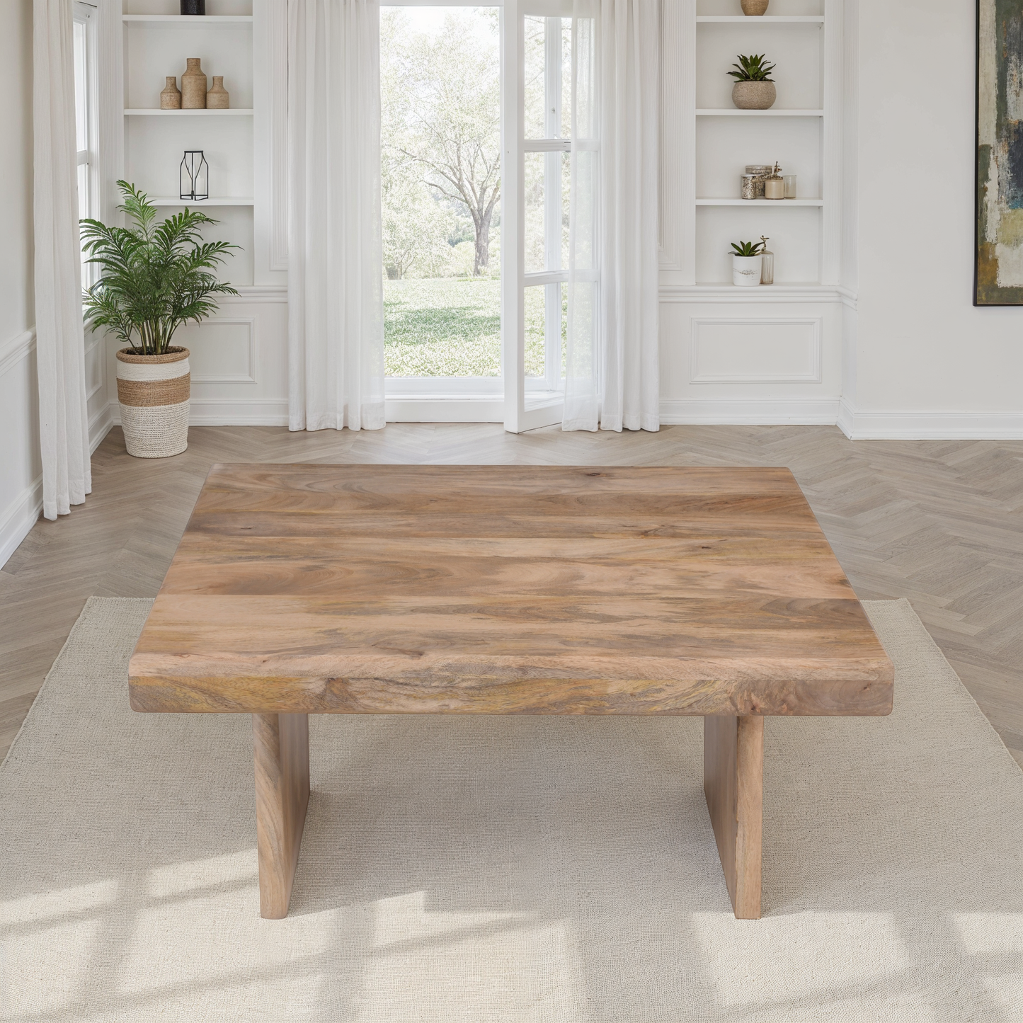 Table basse en bois massif, 90x90xH45CM - LINEA