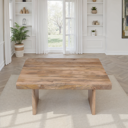 Table basse en bois massif, 90x90xH45CM - LINEA