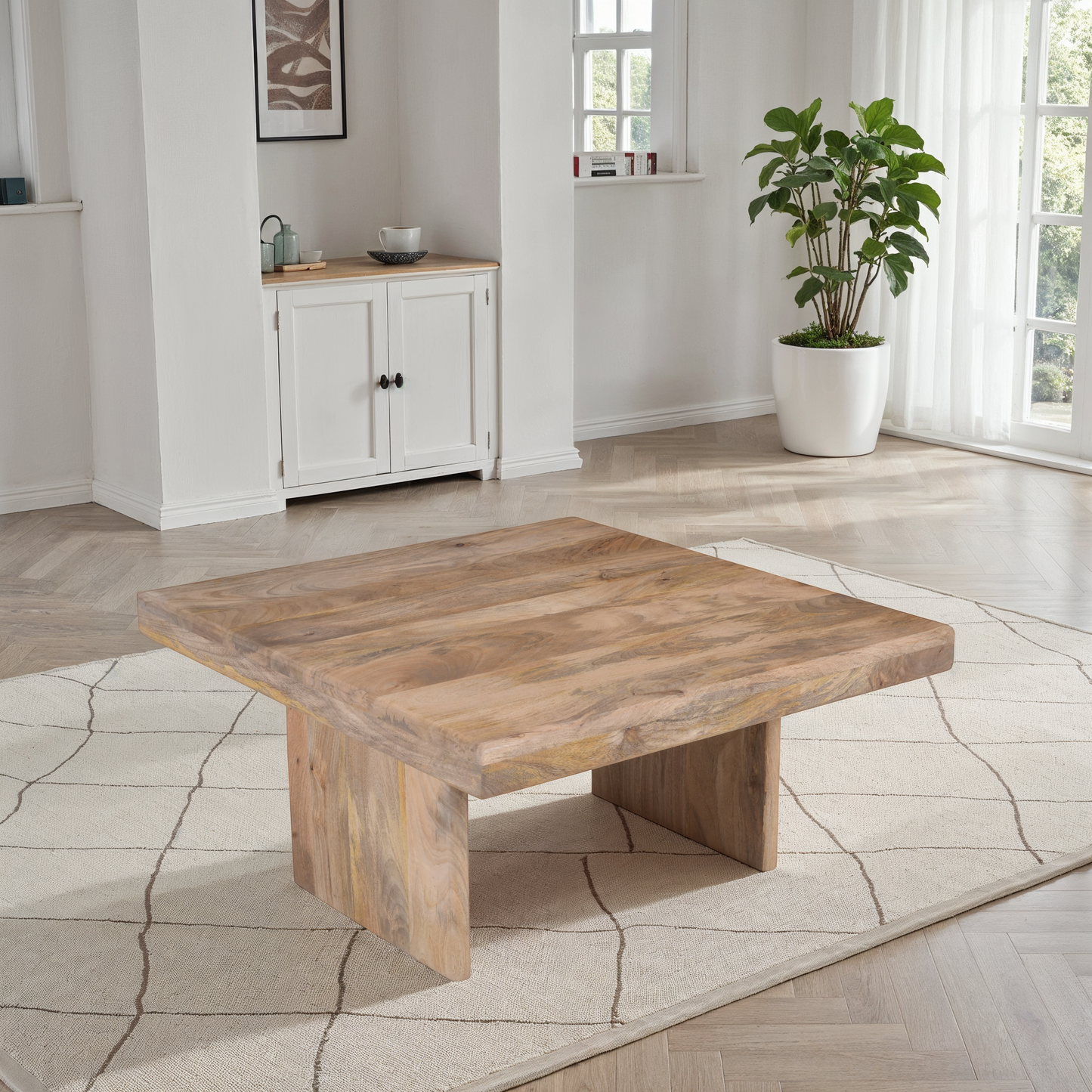 Table basse en bois massif, 90x90xH45CM - LINEA