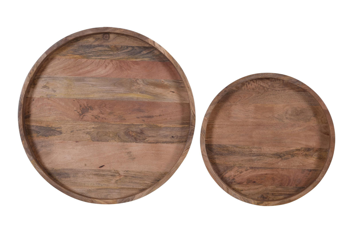 Set de 2 tables basses en bois de manguier, D80xH40CM et D60xH47CM - TOVA