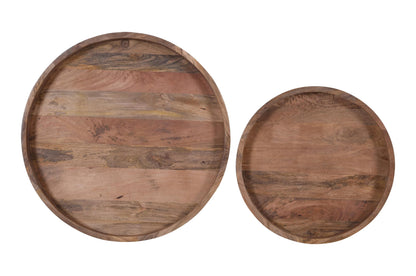 Set de 2 tables basses en bois de manguier, D80xH40CM et D60xH47CM - TOVA
