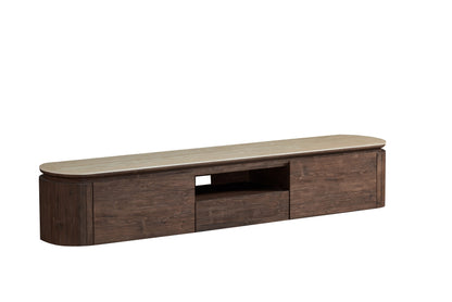 Meuble TV en particules de bois plateau céramique, 200x40xH40CM - JAPANDI