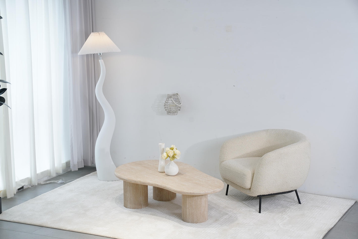 Table basse en travertin, 130x80xH35CM - KAIA