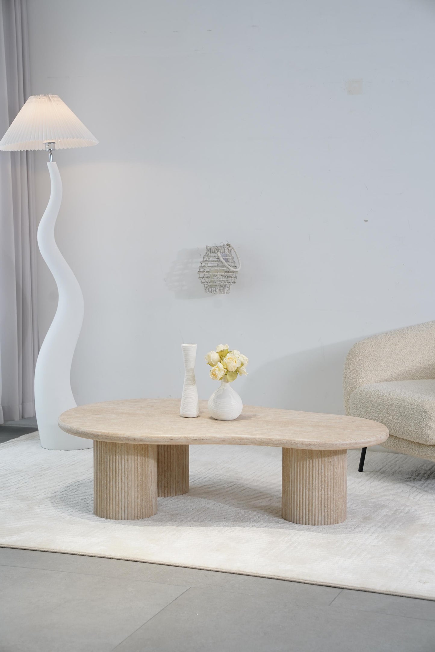 Table basse en travertin, 130x80xH35CM - KAIA
