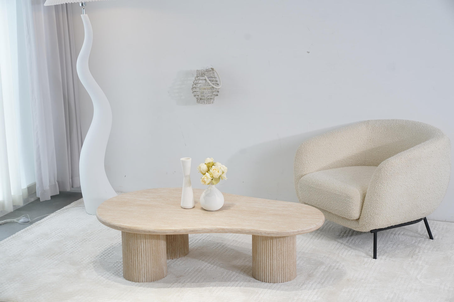 Table basse en travertin, 130x80xH35CM - KAIA