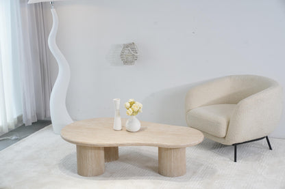 Table basse en travertin, 130x80xH35CM - KAIA