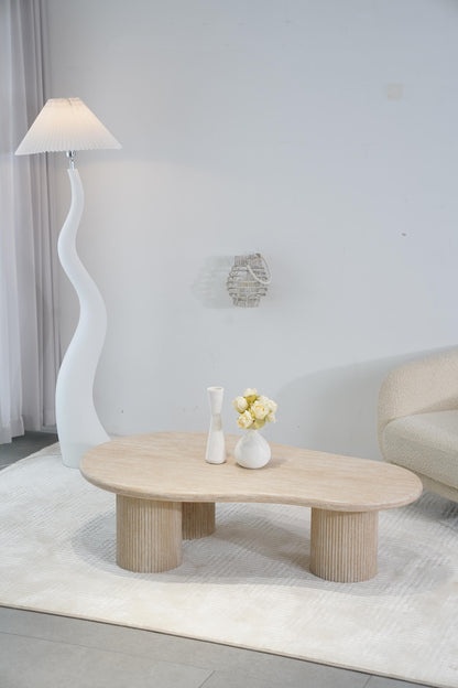 Table basse en travertin, 130x80xH35CM - KAIA