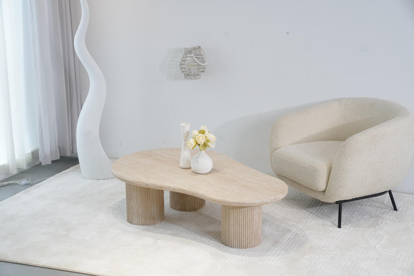 Table basse en travertin, 130x80xH35CM - KAIA