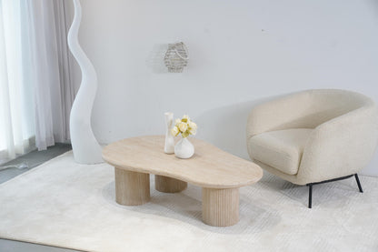 Table basse en travertin, 130x80xH35CM - KAIA