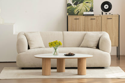 Table basse en bois avec plateau céramique, 110x80xH35CM - CARRARA