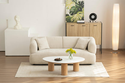 Table basse en bois avec plateau céramique, 110x80xH35CM - CARRARA