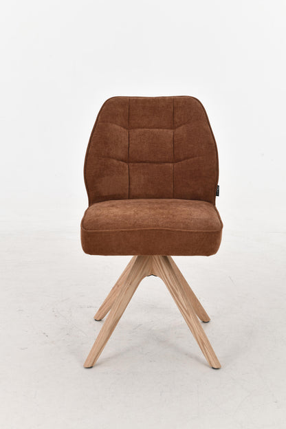 Chaise pivotante en tissu anti tache, 48x63,5xH83CM EMMA pieds en bois massif