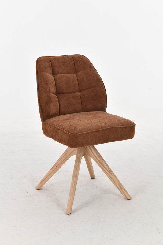 Chaise pivotante en tissu anti tache, 48x63,5xH83CM EMMA pieds en bois massif