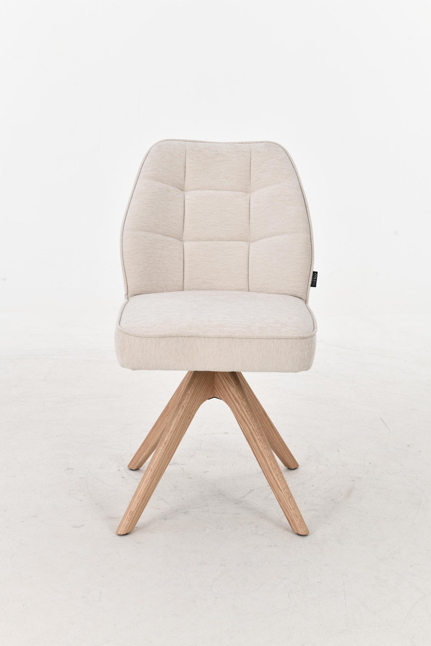 Chaise pivotante en tissu anti tache, 48x63,5xH83CM EMMA pieds en bois massif