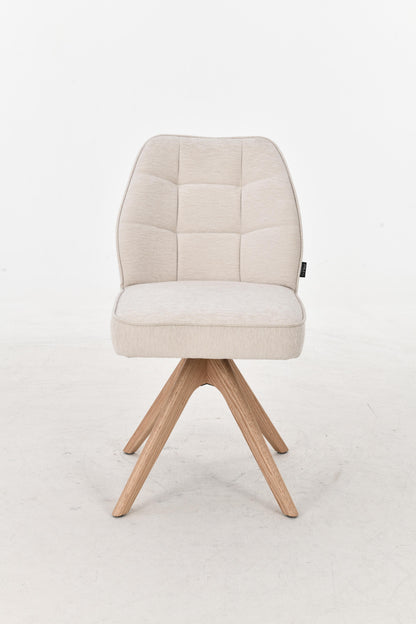 Chaise pivotante en tissu anti tache, 48x63,5xH83CM EMMA pieds en bois massif