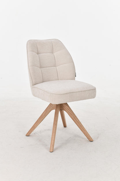 Chaise pivotante en tissu anti tache, 48x63,5xH83CM EMMA pieds en bois massif
