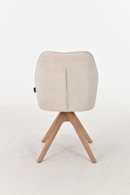 Chaise pivotante en tissu anti tache, 48x63,5xH83CM EMMA pieds en bois massif