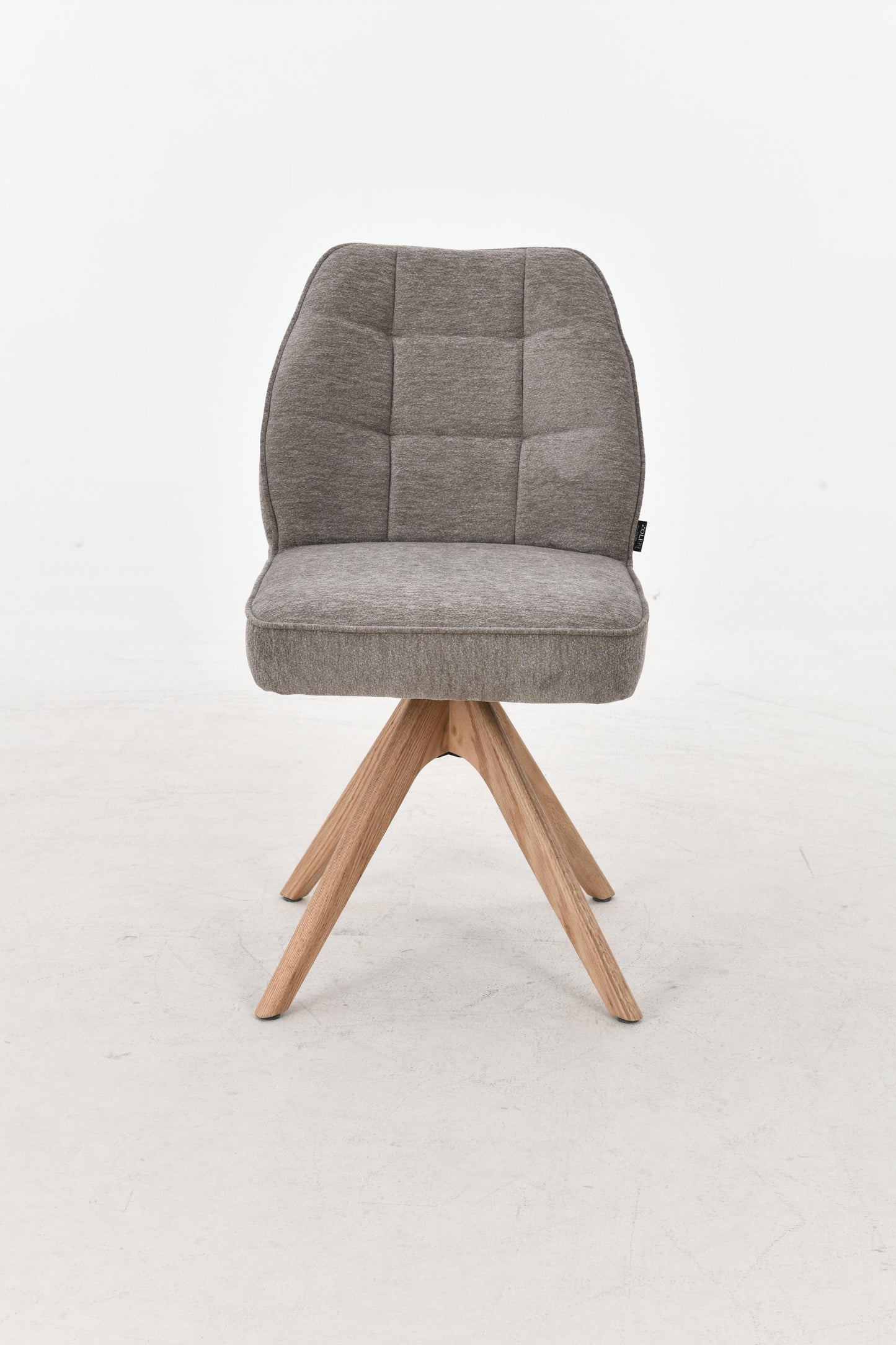 Chaise pivotante en tissu anti tache, 48x63,5xH83CM EMMA pieds en bois massif
