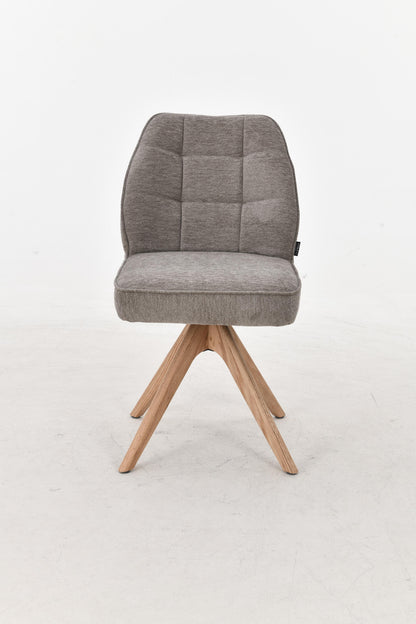 Chaise pivotante en tissu anti tache, 48x63,5xH83CM EMMA pieds en bois massif