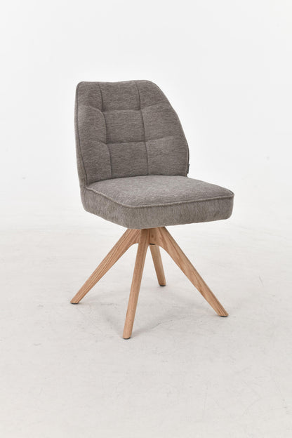 Chaise pivotante en tissu anti tache, 48x63,5xH83CM EMMA pieds en bois massif
