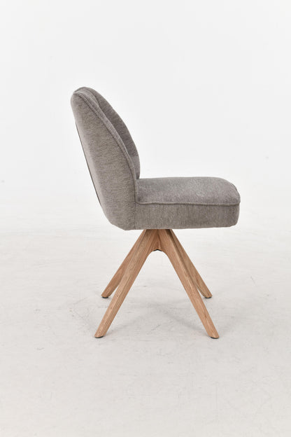 Chaise pivotante en tissu anti tache, 48x63,5xH83CM EMMA pieds en bois massif