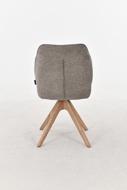 Chaise pivotante en tissu anti tache, 48x63,5xH83CM EMMA pieds en bois massif