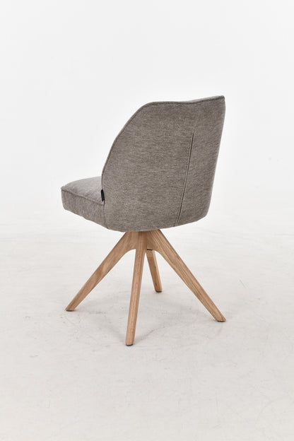 Chaise pivotante en tissu anti tache, 48x63,5xH83CM EMMA pieds en bois massif