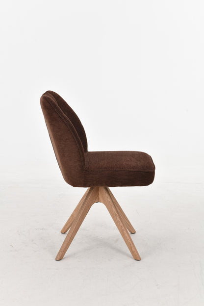 Chaise pivotante en tissu anti tache, 48x63,5xH83CM EMMA pieds en bois massif