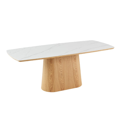 Table à manger en bois avec plateau céramique, H76CM - EDDA