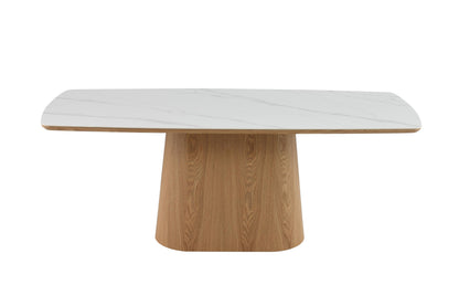 Table à manger en bois avec plateau céramique, H76CM - EDDA