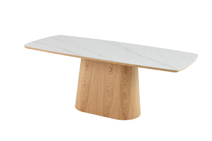 Table à manger en bois avec plateau céramique, H76CM - EDDA