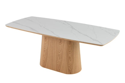 Table à manger en bois avec plateau céramique, H76CM - EDDA