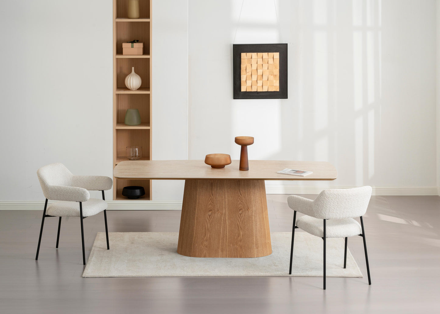 Table à manger en bois avec plateau céramique, H76CM - EDDA