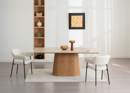 Table à manger en bois avec plateau céramique, H76CM - EDDA